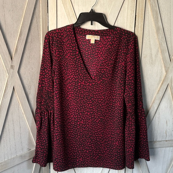 Michael Kors Tops - Michael Kors Black and Red Animal Print Blouse